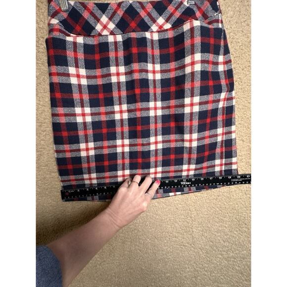 Talbots Wool Blend Mini Skirt Sz 6 P Red White Preppy Academia Blue Plaid Lined - Picture 11 of 11